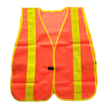 Gilet de sécurité en mousse orange fluorescent avec bande prismatique